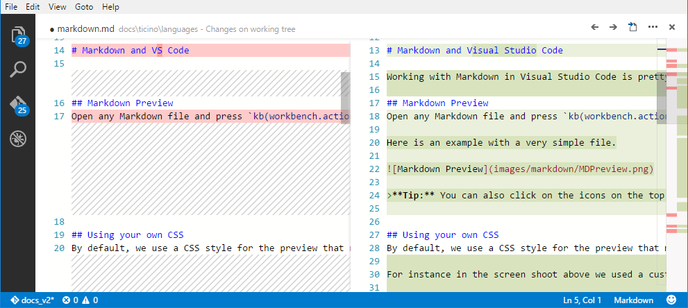 A File Diff in VS Code