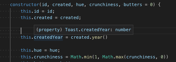 Hovering over a JavaScript variable to see its type information