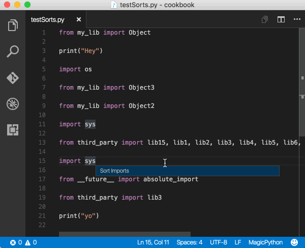 Sorting import statements