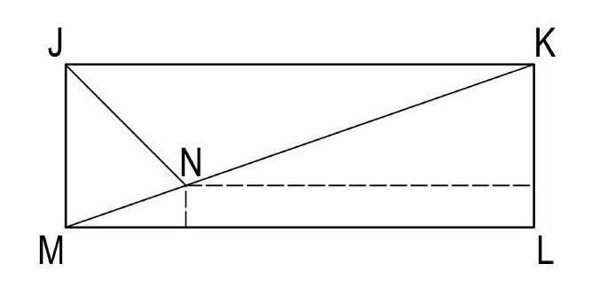 Rectangle JKLM with angle bisector and diagonal