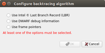Choose backtrace option